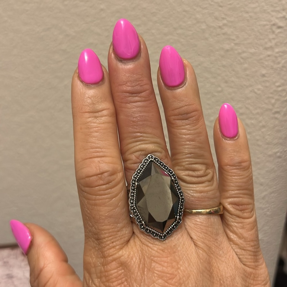 Statement Black Gemstone Ring - image 2